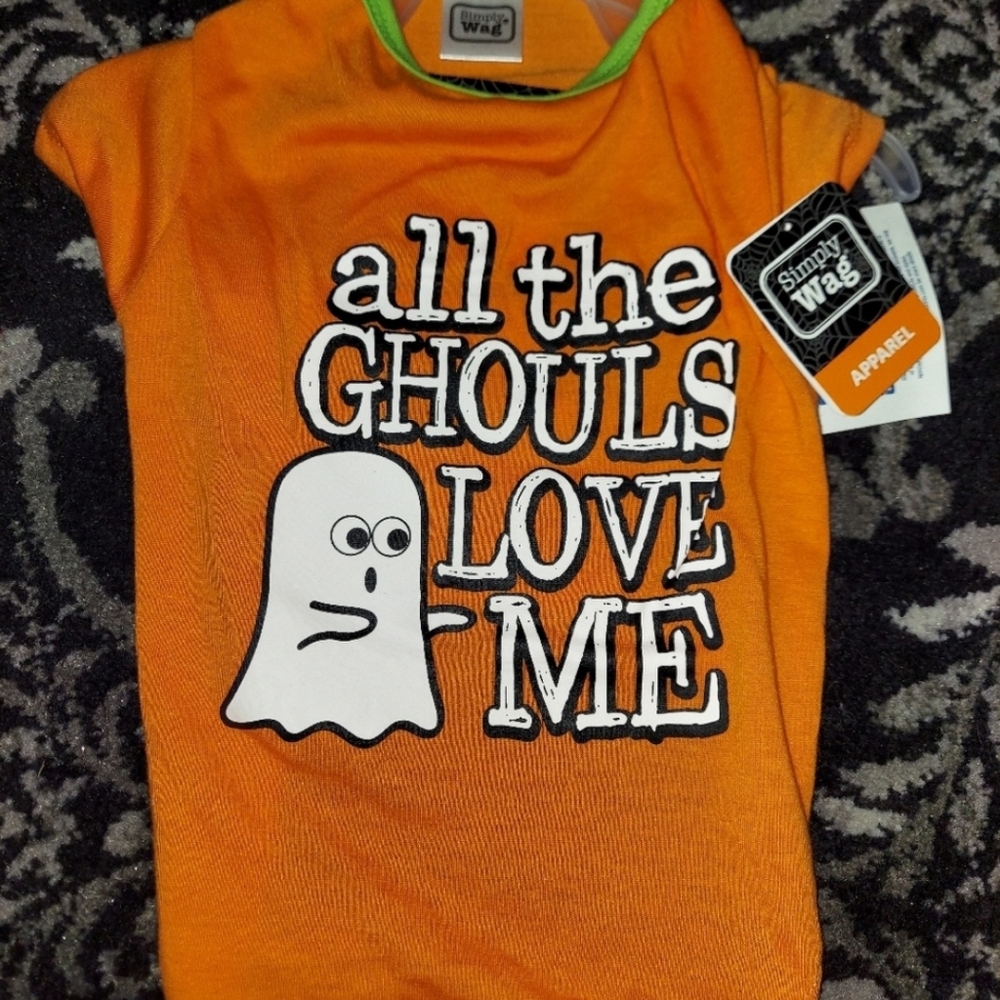 All the Ghouls Love Me Dog Pet Shirt Size Medium NWT Orange Puppy Gift